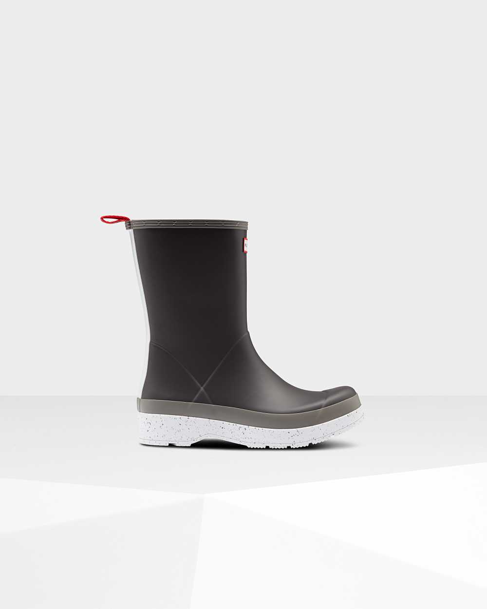 Mens Hunter Original Play Mid-Height Speckle Rain Boots Black/Grey | KOHYFI-160